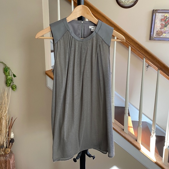 Helmut Lang Sleeveless Blouse with Lamb Leather Shoulder Trim Size S - Picture 1 of 14